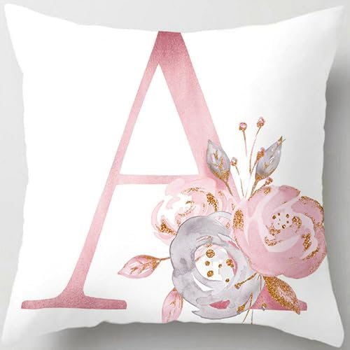Pink Throw Pillow Covers Cute Alphabet Decorative Cushion Covers Square Letter by TillskuchThrowPillowCovers