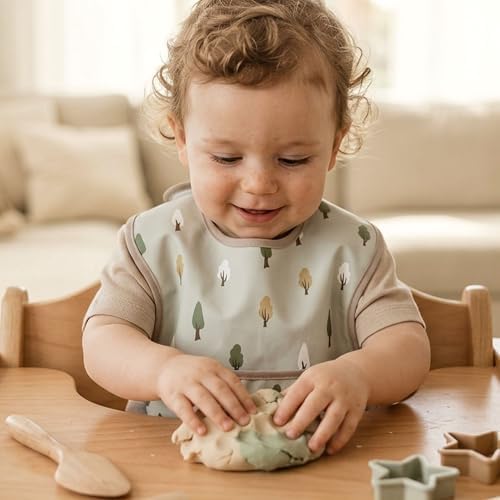 3 Pack Waterproof Baby Bibs for Eating, Mess Proof Feeding Bib - Image 6