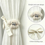 2 Pack Neutral Nursery Decor Cartoon Grey Dog Curtain Tiebacks, Cute & - Image 2