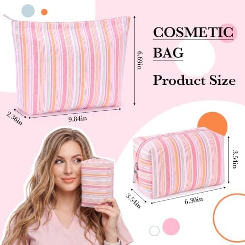 Huhumy 2 Pcs Makeup Bag Set for Women, Color Stripe - Image 3