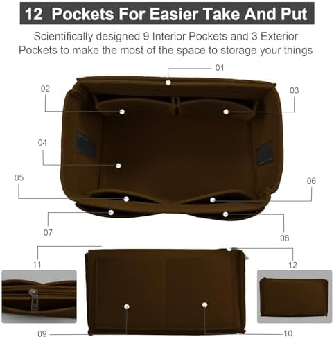 OMYSTYLE Purse Organizer Insert, Felt Tote Bag Organizer Insert - Image 3