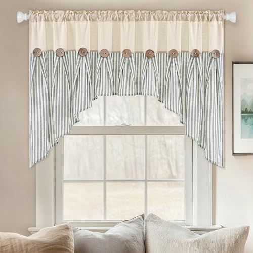 ASPMIZ Farmhouse Cotton Linen Swag Valances - Image 3