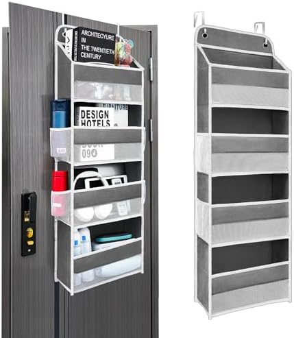 Over the Door Organizer 4 Shelves & 4 Side Pockets, Hanging Door Storage by Unknown