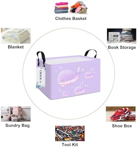 Rectangular Purple Whale Waterproof Collapsible Storage Bin Organizer - Image 3