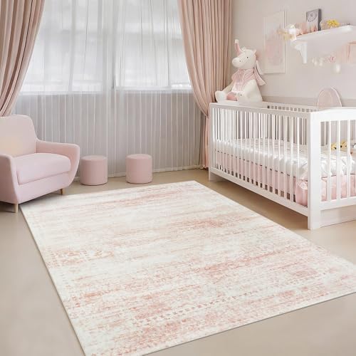 Pink Washable Rugs 4x6 Area Rugs - Image 7