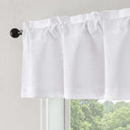 Chyhomenyc White Valance for Windows Faux Linen 14 inch, 1 Panel by Chyhomenyc