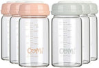 COMI Wide Neck Glass Breastmilk Collection n Storage Bottle, 4 Packs, 6oz by COMI