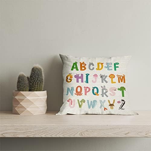 KongMoTree Cute Animal Alphabet Throw Pillow Case, Colorful Rainbow ABC Letters - Image 3