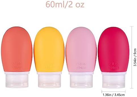 LIYUABU Leak Proof Silicone Travel Bottles, 4 Pack 2oz Liquid Squeezable - Image 7