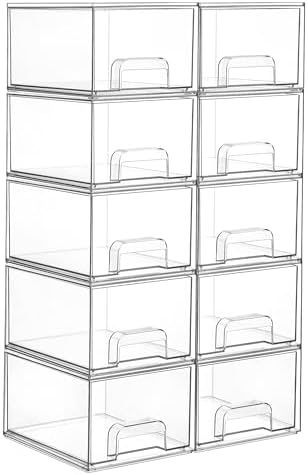 Vtopmart 10 Pack Small Clear Stackable Storage Drawers by Vtopmart