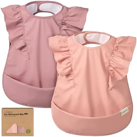 KeaBabies Waterproof Bibs for Baby Girl, 2-pk Lightweight by KeaBabies