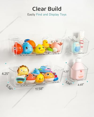 Bath Toy Storage Organizer 2+2 Pack, Bath Toy Holder - Image 3