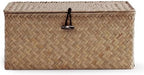 Nonam Small Wicker Basket with Lid, Seagrass Shelf Storage Basket - Image 2