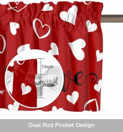 Vandarllin Red Valentine's Day Kitchen Curtains and Valances Set, Valentines - Image 6
