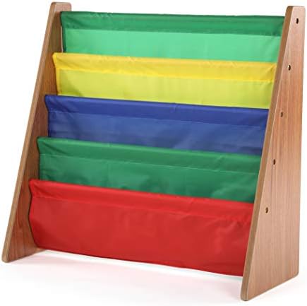Humble Crew 4-Tier Kids Bookshelf, Walnut Wood/Primary - Image 2