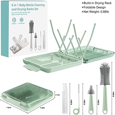 Bottle Brush Set -Baby Travel Essential-6 in 1 Bottle Cleaner Kit - Image 2