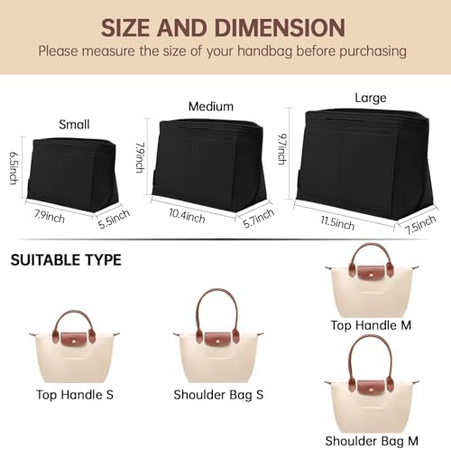 OPPOSHE Purse Organizer Insert for Longchamp Le Pliage, Premium Felt Long Champ - Image 2