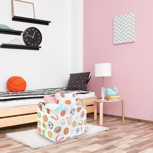 Rectangular Ball basket, Kids Storage Bins, Foldable and waterproof canvas kids - Image 4