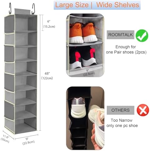 Large-Sized Hanging Shoe Organizer 8-Shelf, Hanging Closet Organizer - Image 3