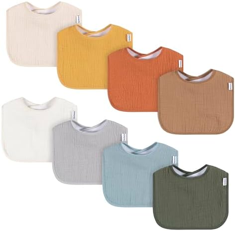 Gerber Baby Boys & Girls Muslin 8 Pack Drooling Bibs by Gerber