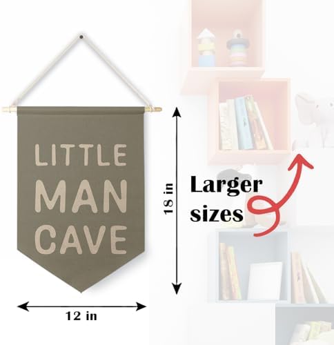Qpenm Little Man Cave Hanging Wall Canvas Banner, Kids Playroom Hanging Pennant - Image 2