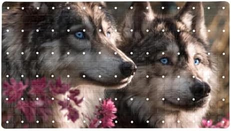 Bathtub Mat Non Slip 26.8x15.1In, Wolf Bath Mat by Anna+Cowper