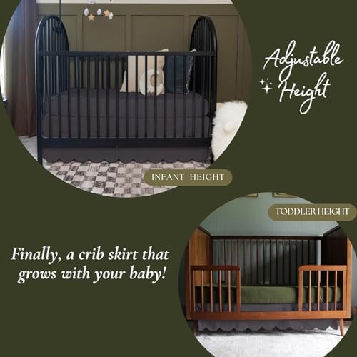 100% Microfiber Scalloped Mini Crib Skirt 24"x 38" - Image 3