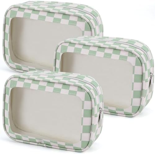 YOPCDJ 3PCS Clear Toiletry Bag, TSA Approved Travel Makeup Pouch by YOPCDJ