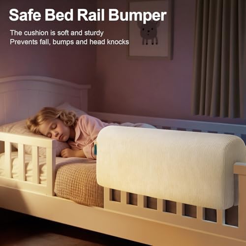 AEOCOO Bed Rail Bumpers for Toddlers, U-Shaped 2.3 Ft Kid Bed Bumpers Beige - Image 2