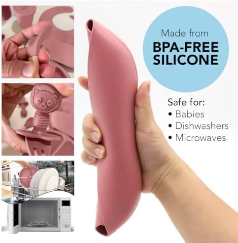 Silicone Baby Feeding Tray Dusty Pink Mealtime Plate - Image 7