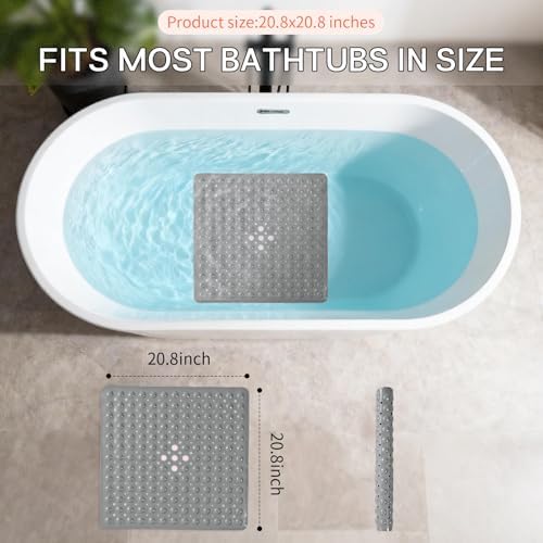 Anti-Slip Bathtub Shower Mat 21×21 Inch Opaque Gray - Image 3