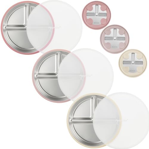 PandaEar 3 Pack Stainless Steel Baby Suction Plates by PandaEar