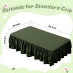 Ruffled Crib Bed Skirt, Olive Green, Soft Double Layer - Image 3