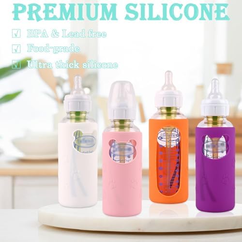 4 PCS Silicone Sleeves for Dr. Brown Natural Narrow Glass Baby Bottle 8 oz - Image 5