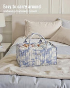 Quilted Fabric Storage Basket Floral Baby Diaper Caddy Quilted Basket Organizer - Image 6