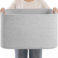 Large Laundry Basket/Hamper, Light Grey Basket by Hobasket