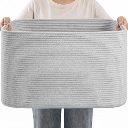 108L Extra Large Light Grey Woven Laundry Basket by Hobasket