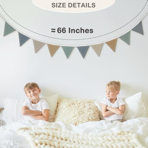 Boho Boys Room Playroom Pennant Banner, Nursery Garland Triangle Bunting Flag - Image 4