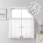Lecloud Leia White Sheer Curtains 30 Inch Length 2 Pieces, Breathable Jacquard by Lecloud