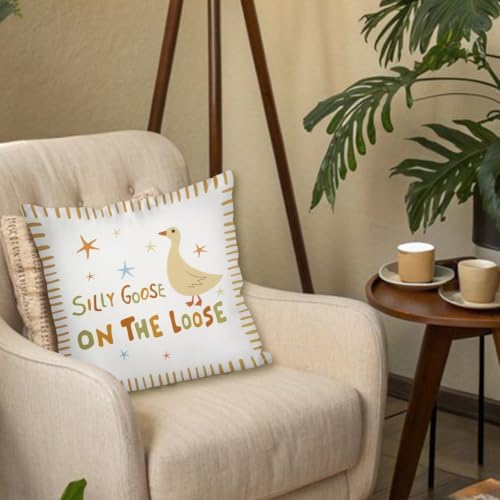 Cute Yellow Silly Goose Pillow Cover Toddler Bedroom Decor - Image 5