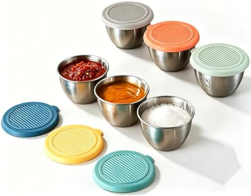 6 Pack 2.7oz Leakproof Salad Dressing Containers To Go, Reusable Stainless by Lulonpon