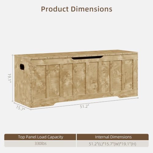 VANKILEY 51.2" Storage Chest Extra Large, Wooden Storage Bench - Image 3