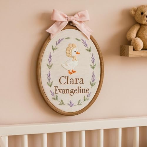 Personalized Floral Baby Name Embroidery Hoop – Custom Oval Nursery Wall Decor - Image 4