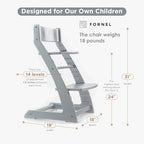 FORNEL Grey Wooden High Chair for Toddlers | The Grow-with-Me Adjustable Chair - Image 2