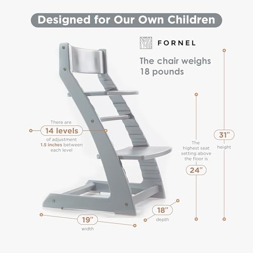 FORNEL Grey Wooden High Chair for Toddlers | The Grow-with-Me Adjustable Chair - Image 2