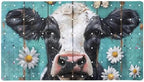 Shower Mat Non Slip 26.8 x 15.1 Inches, Cow Daisy on Teal Plank Bathtub Mat by Anna+Cowper