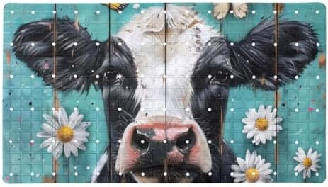 Shower Mat Non Slip 26.8 x 15.1 Inches, Cow Daisy on Teal Plank Bathtub Mat by Anna+Cowper
