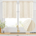 ASPMIZ Linen Kitchen Curtains 36 Inch Length, Double Layered Window Curtain 2 - Image 2