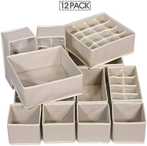 TENABORT 12 Pack Foldable Drawer Organizer Dividers Cloth Storage Box Closet - Image 7