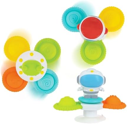 Nuby Suction Spinner Toys with Spinning Poppers – 3 Pack Baby Fidget Toys by NubyUSA